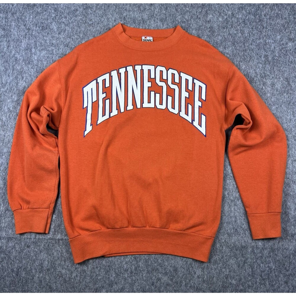 Vtg Tennessee Volunteers Sweatshirt Crewneck Orange Signal Made In USA 80's Sz L